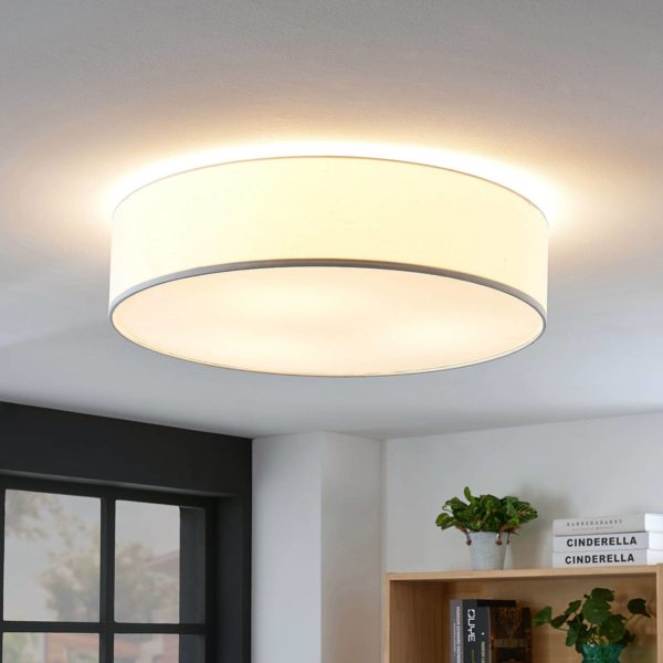 Lindby Plafonnier en tissu Gordana blanc, 57 cm LINDBY