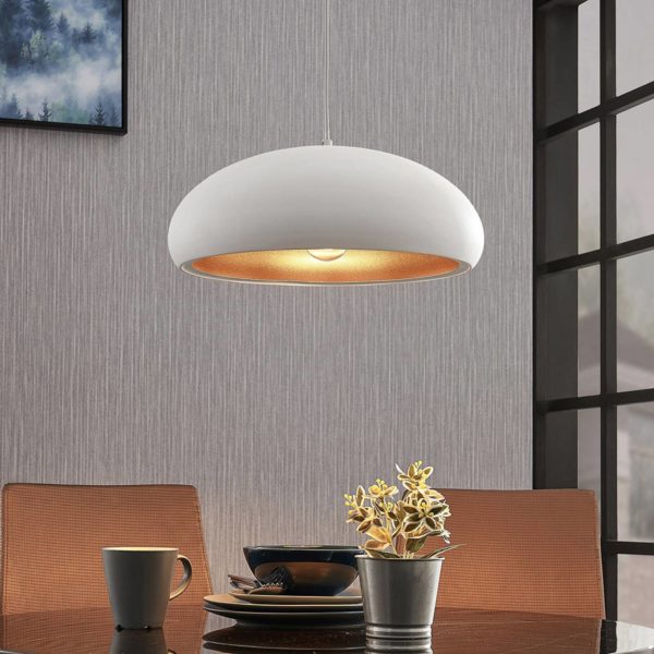 Lindby Suspension Gerwina en métal, blanc-or LINDBY