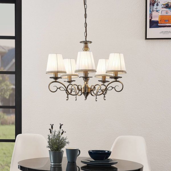 Lindby Finnick Lustre à 5 lampes, laiton LINDBY