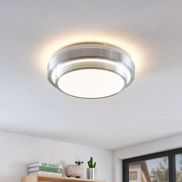Lindby Naima plafonnier LED, alu, rond, 34 cm LINDBY