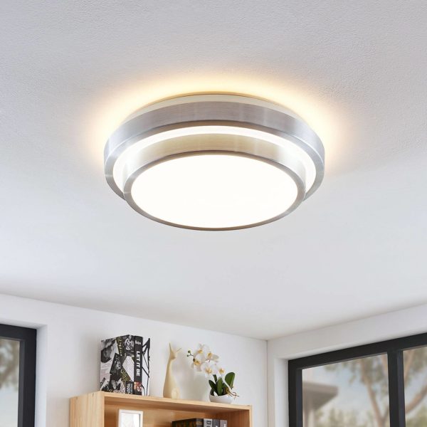 Lindby Naima plafonnier LED, alu, rond, 41 cm LINDBY