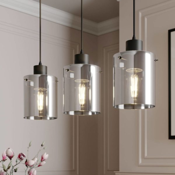 Lindby Kourtney suspension abat-jour verre, 3 l. LINDBY