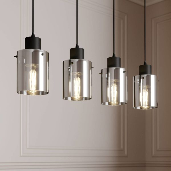 Lindby Kourtney suspension abat-jour verre, 4 l. LINDBY