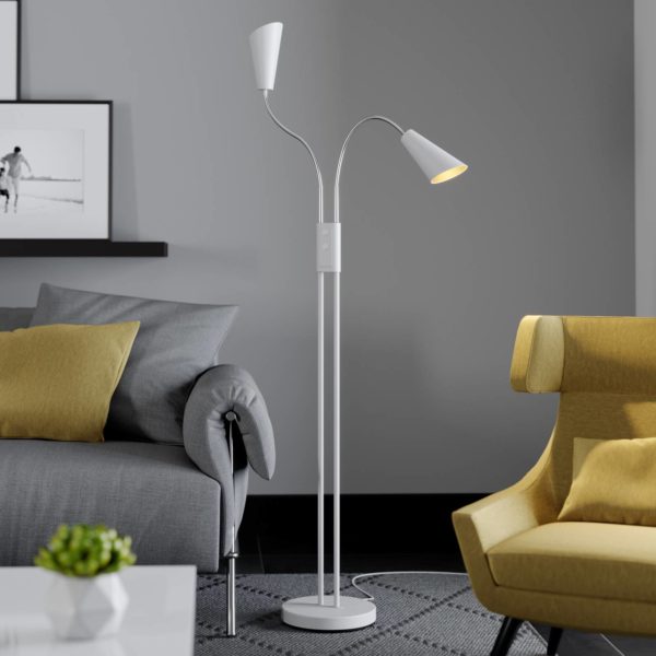 Lucande Medira lampadaire à 2 lampes, blanc LUCANDE