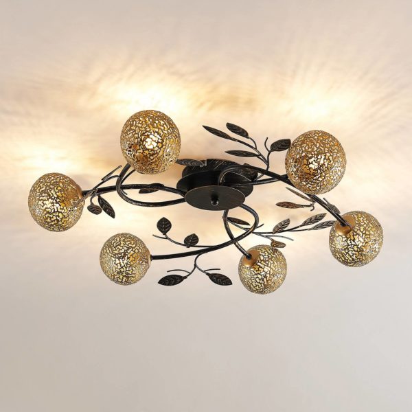 Lucande Evory plafonnier, rond, 6 lampes LUCANDE