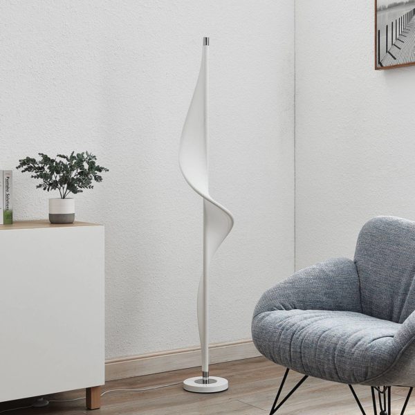 Lucande Edano lampadaire LED de forme torsadée LUCANDE