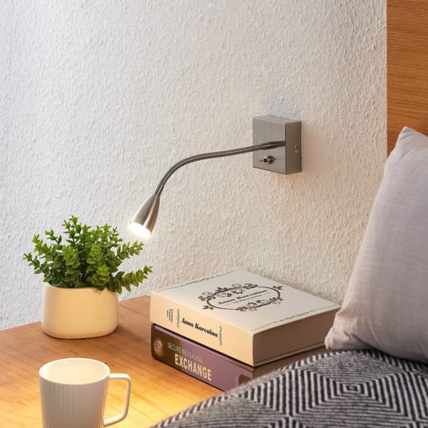 Lindby Jolka liseuse LED, nickel satiné LINDBY