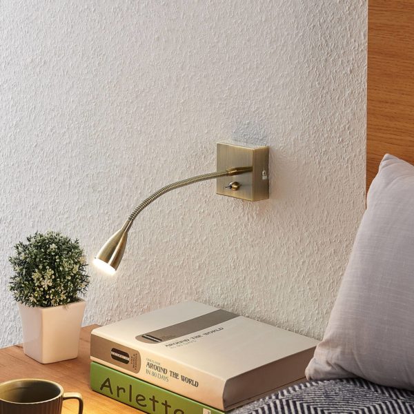Lindby Jolka liseuse LED, laiton ancien LINDBY