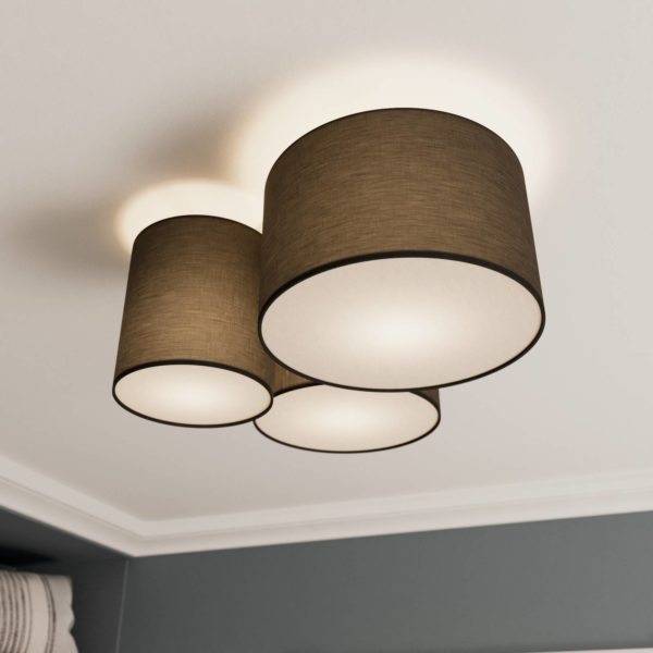 Lindby Laurenz plafonnier, 3 lampes, gris LINDBY