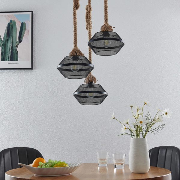 Lindby Rabia suspension à 3 lampes, en faisceau LINDBY