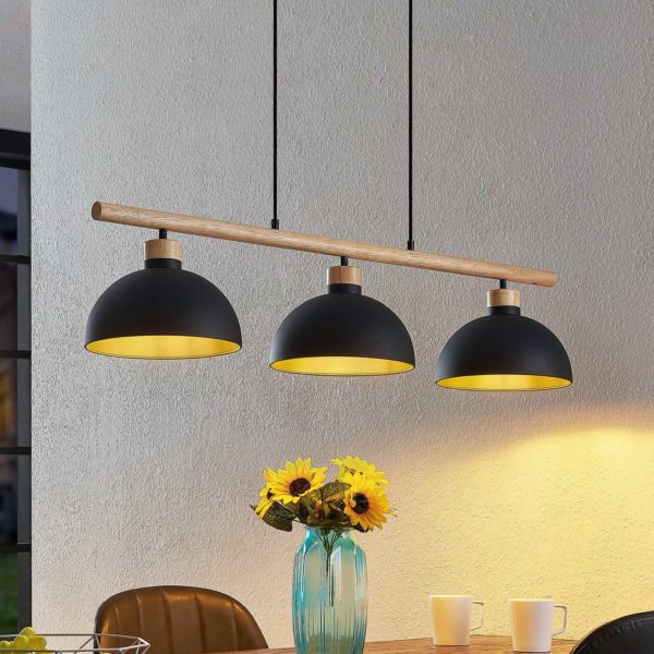 Lindby Tirzana suspension, à 3 lampes, noire LINDBY