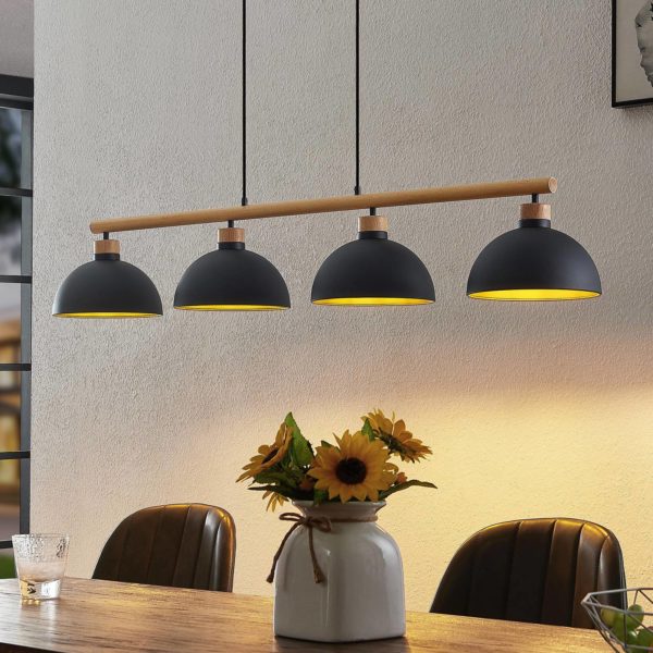 Lindby Tirzana suspension, à 4 lampes, noire LINDBY