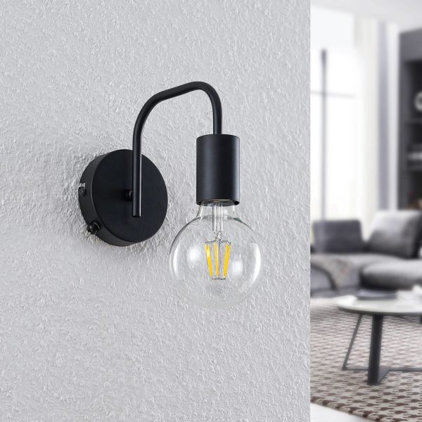 Lindby Erivana applique murale avec interrupteur, noir LINDBY