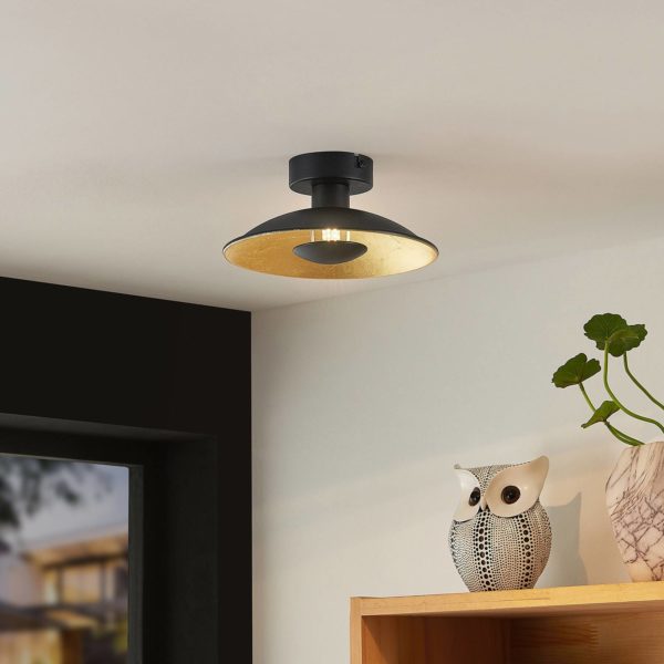 Lindby Narisara plafonnier, noir-doré, 20 cm LINDBY