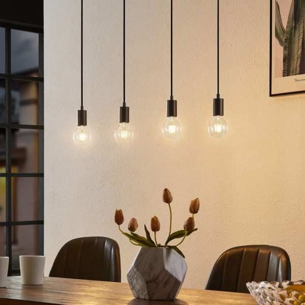 Lindby Amilia suspension avec bois, à 4 lampes LINDBY