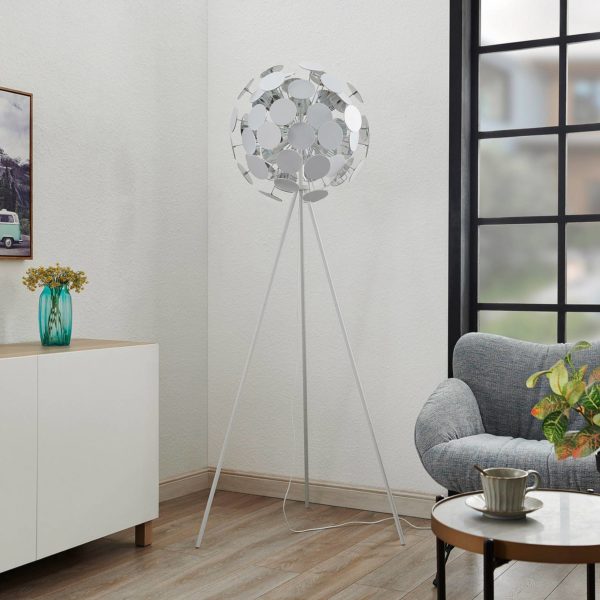 Lindby Dotani lampadaire avec abat-jour sphérique, blanc LINDBY