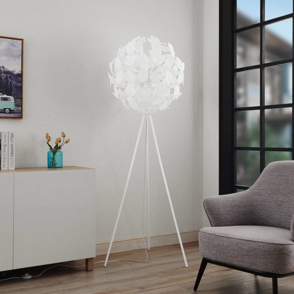 Lindby Varika lampadaire avec abat-jour sphérique, blanc LINDBY