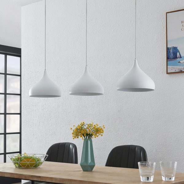Lindby Elamira suspension, à 3 lampes, blanche LINDBY