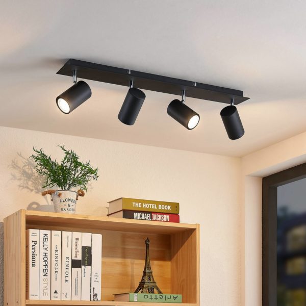 Lindby Joffrey spot plafond 4 lampes 70 cm, noir LINDBY