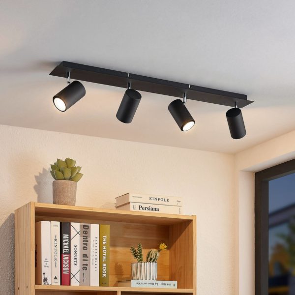 Lindby Joffrey spot plafond 4 lampes 80 cm, noir LINDBY