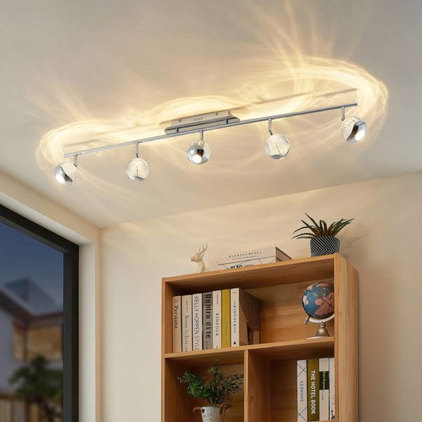 Lucande Kilio spot plafond LED, à 5 lampes, chromé LUCANDE