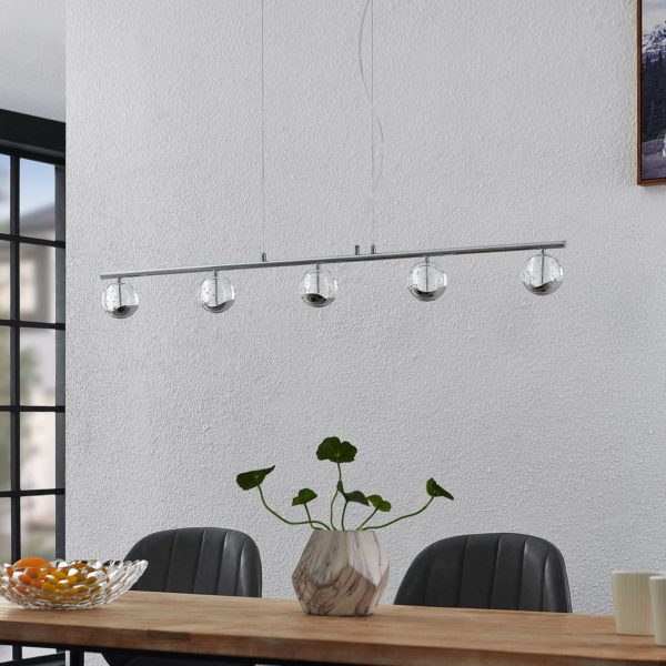 Lucande Kilio suspension LED, à 5 lampes, chromée LUCANDE