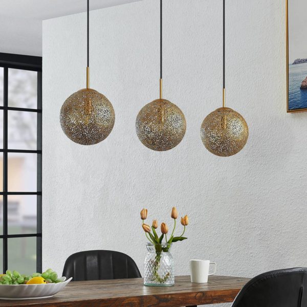 Lindby Caralina suspension à trois lampes, sphères LINDBY