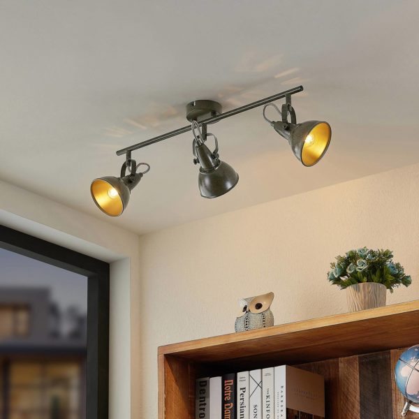 Lindby Julin spot, à trois lampes, gris foncé LINDBY