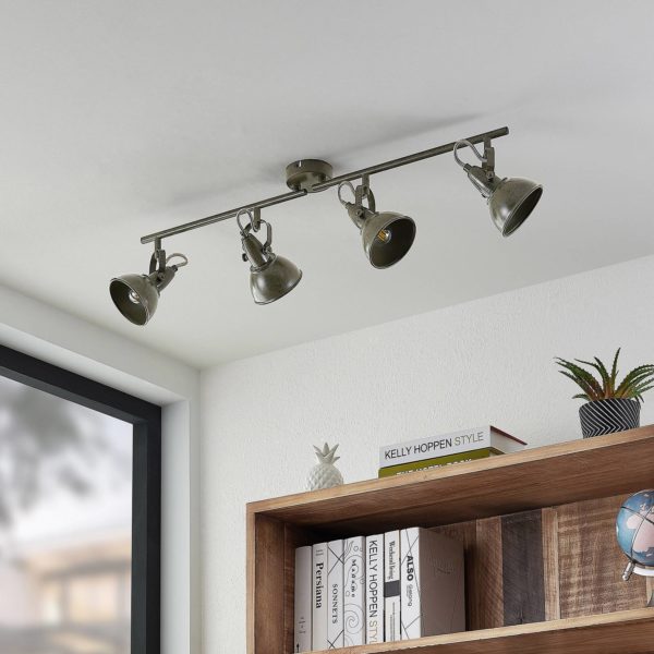 Lindby Julin spot, à quatre lampes, gris foncé LINDBY