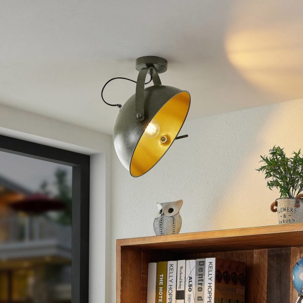 Lindby Muriel, plafonnier, demi-sphère, gris foncé LINDBY