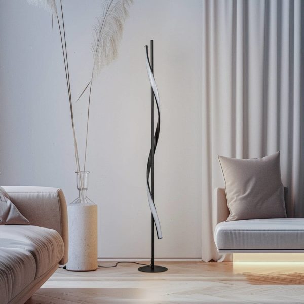 Lindby Munja luminaire de sol LED dim noir sable LINDBY