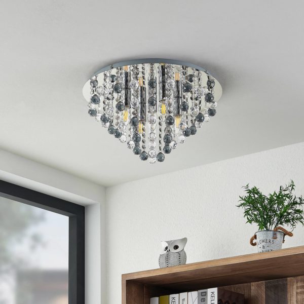 Lindby Maram plafonnier rond, rideau acrylique LINDBY