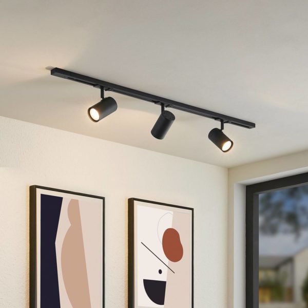 Lindby Sohil système sur rail, noir, à 3 lampes LINDBY