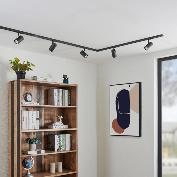 Lindby Linaro système sur rail, noir, à 5 lampes LINDBY