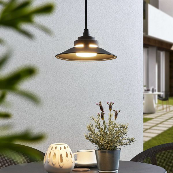 Lindby Suspension d’extérieur LED Cassia, gris foncé LINDBY