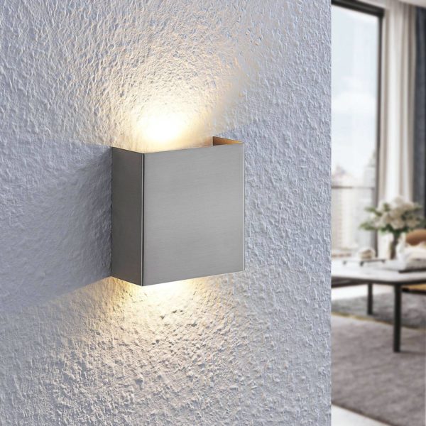 Lindby Applique LED Manon, nickel satiné, 10,5 cm LINDBY