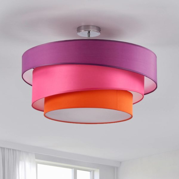 Lindby Plafonnier tricolore Melia, violet et rose LINDBY