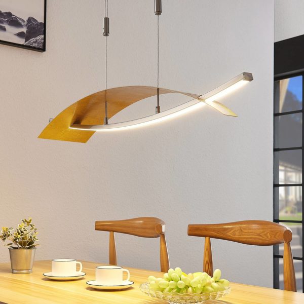 Lucande Suspension LED Marija, cache horizontal, doré LUCANDE