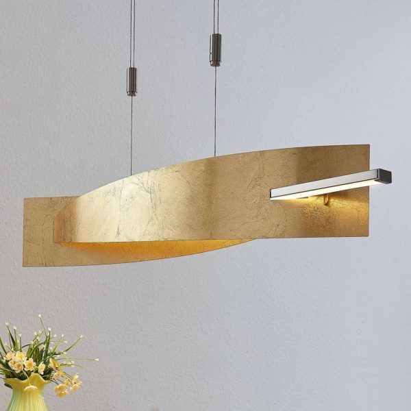 Lucande Suspension LED Marija, cache vertical, doré LUCANDE