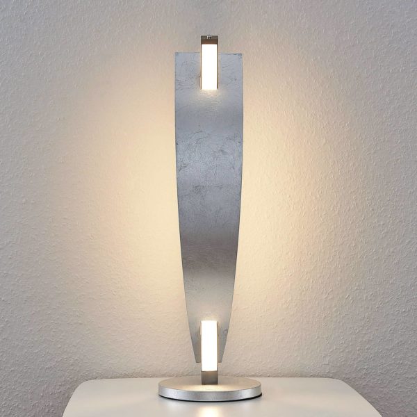 Lucande Lampe à poser LED Marija, bel aspect argenté LUCANDE