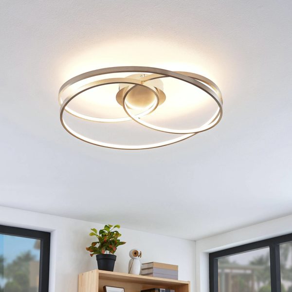 Lindby Ronka plafonnier LED, nickel satiné LINDBY