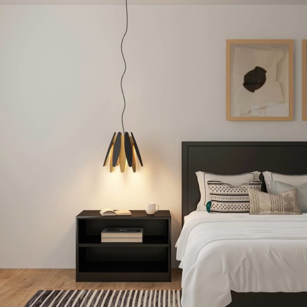 Lucande Lounit suspension, noire-dorée, 1 lampe LUCANDE