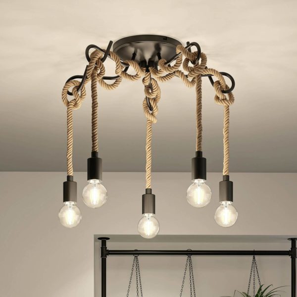 Lucande Ropina plafonnier, à 5 lampes LUCANDE