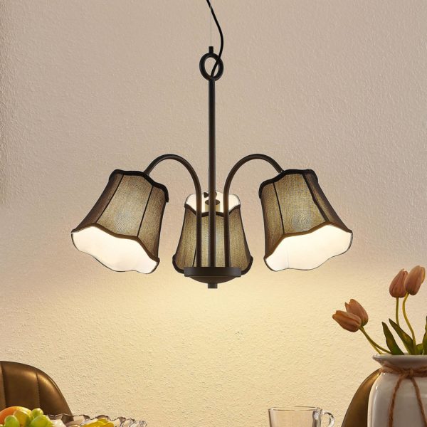 Lucande Binta suspension, à trois lampes, noire LUCANDE