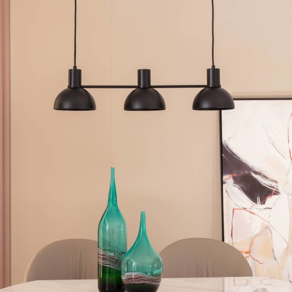 Lucande Mostrid Suspension, noir, à trois lampes LUCANDE