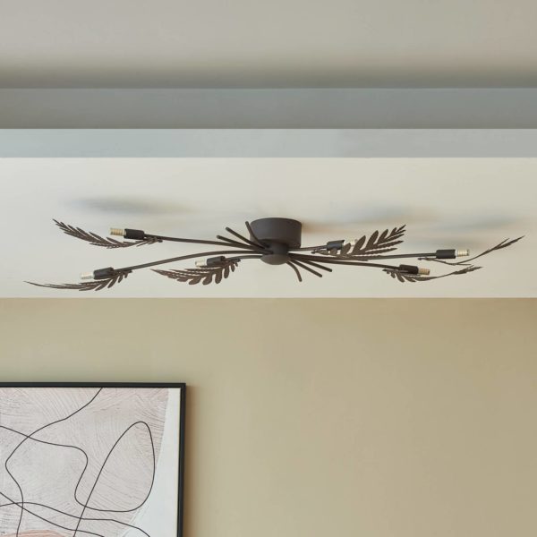 Lucande Nelian plafonnier avec décor végétal, G9 LUCANDE