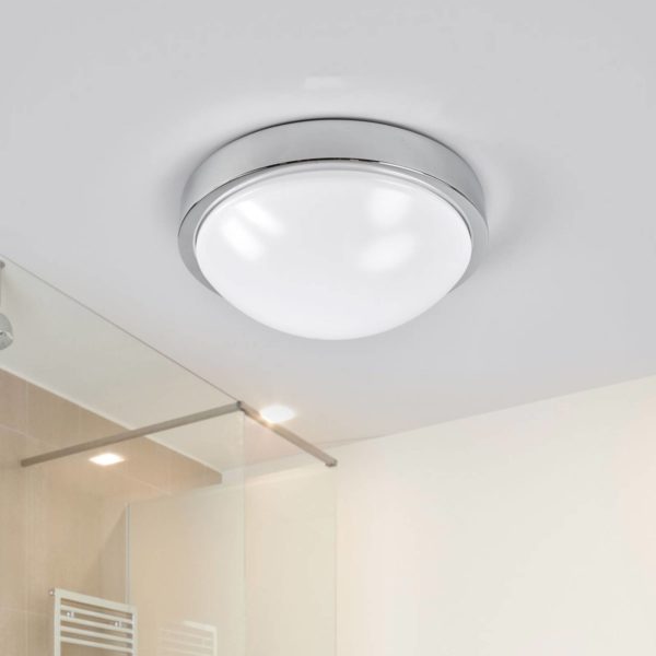 Lindby Plafonnier pour salle de bains chromé Elucio, IP44 LINDBY