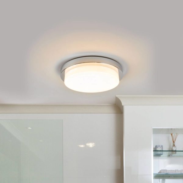 Lindby Plafonnier LED chromé brillant Cordula, IP44 LINDBY