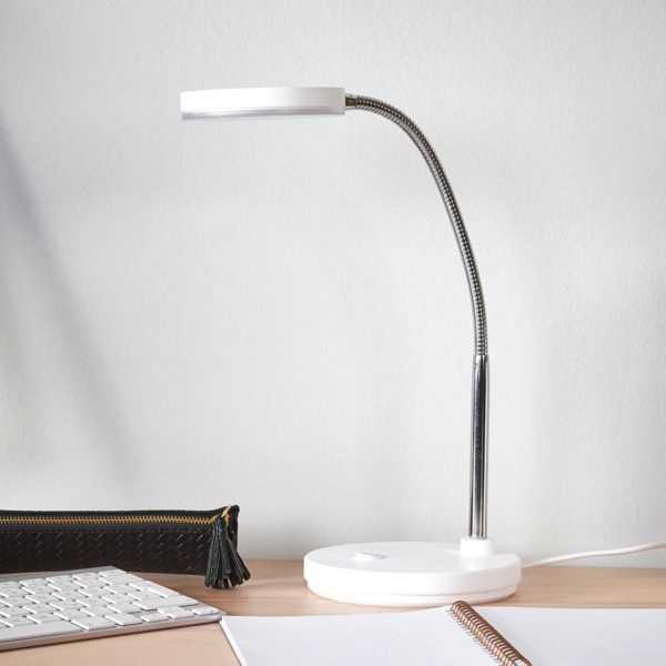Lampe de bureau LED Lindby Milow, blanc, métal, hauteur 35 cm LINDBY