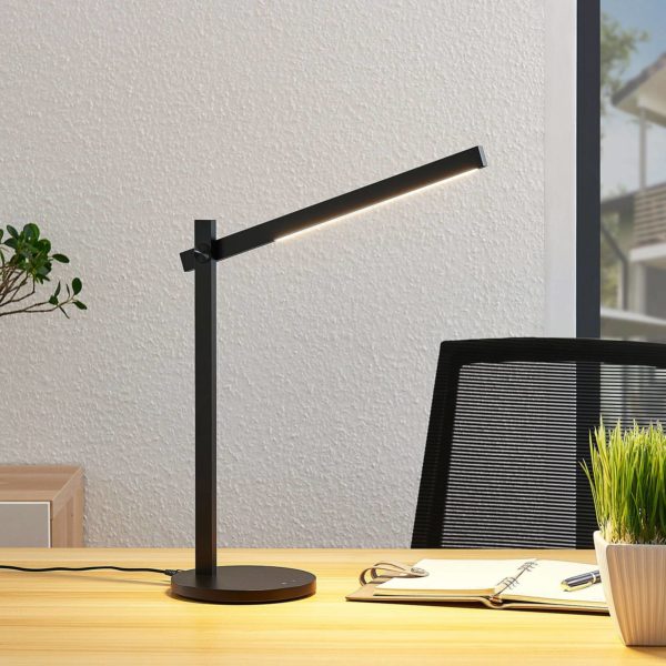 Lindby Lampe de bureau LED Loretta, linéaire, noir LINDBY